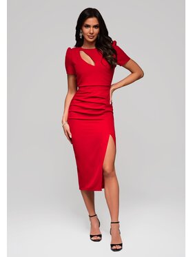 Ombre Ombre Sukienka koktajlowa LA-OM-DLR150 Czerwony Regular Fit