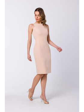 Stylove Stylove Sukienka koktajlowa S342 Beżowy Regular Fit
