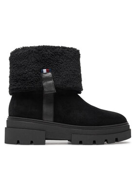 Tommy Hilfiger Tommy Hilfiger Ботильйони Faux Fur Suede Roll-Down Boot FW0FW08158 Чорний