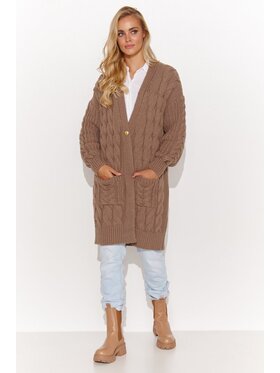 Makadamia Makadamia Kardigan S134 Brązowy Classic Fit