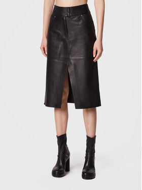 Notes Du Nord Notes Du Nord Шкіряна спідниця Emma 12806 Чорний Slim Fit