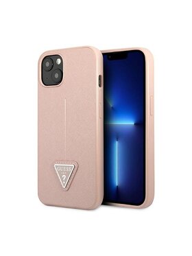 Guess Guess Etui na telefon Saffiano Triangle Logo Case Różowy