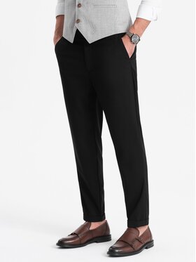 Ombre Ombre Kalhoty z materiálu OM-PACP-0157 Černá Chino Fit