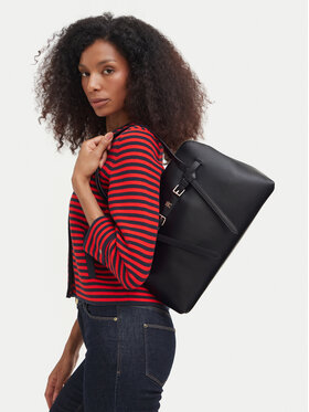 Tommy Hilfiger Tommy Hilfiger Kabelka Th Buckle Tote AW0AW19032 Čierna
