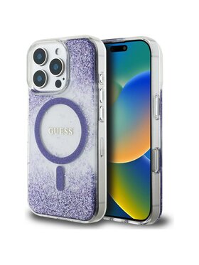 Guess Guess Etui na telefon HC Resin Bottom Glitter Fioletowy