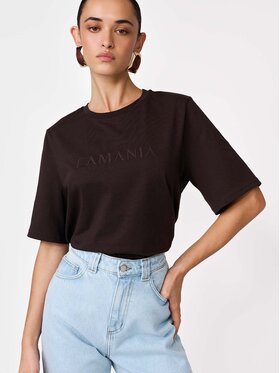 La Mania La Mania T-Shirt LUCY Brązowy ciemny Basic Fit