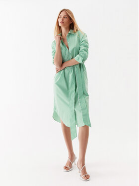 Simple Simple Košilové šaty SUD011 Zelená Regular Fit