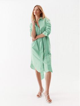 Simple Simple Rochie tip cămașă SUD011 Verde Regular Fit