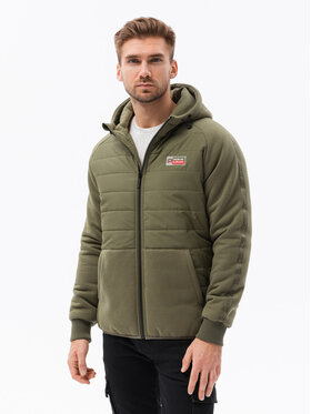 Ombre Ombre Vatovaná bunda C601 Khaki Regular Fit