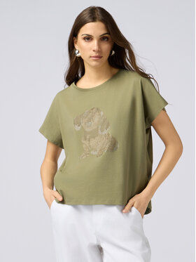 Oltre Oltre T-Shirt G422J004225N035 Zielony Over Fit