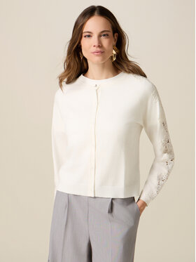Oltre Oltre Sweter M032J005334N021 Biały Regular Fit