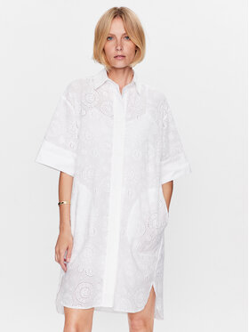 KARL LAGERFELD KARL LAGERFELD Marškinių tipo suknelė Broderie Anglaise 231W1302 Balta Regular Fit