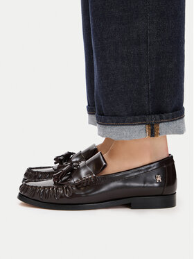 Tommy Hilfiger Tommy Hilfiger Mocasini Tassel Abrasivato FW0FW09460 Maro închis