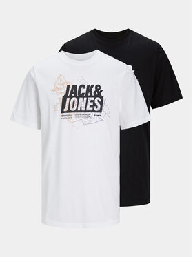 Jack&Jones Jack&Jones Σετ 2 T-Shirts Map Logo 12260796 Μαύρο Regular Fit