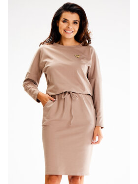 Awama Awama Vestito di maglia A606 Marrone Basic Fit
