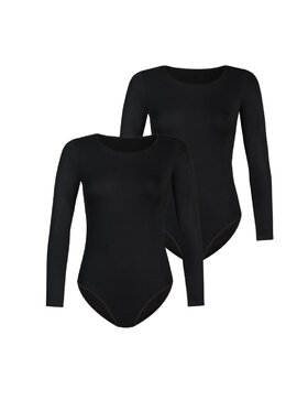 Teyli Teyli Komplet body damskie z wiskozy Longy Czarny Regular Fit