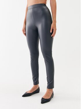 Max Mara Leisure Max Mara Leisure Ādas imitācijas bikses Zefir 23378601 Pelēks Slim Fit