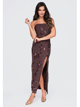 Ombre Ombre Sukienka wieczorowa LA-OM-DLR430 Brązowy Slim Fit