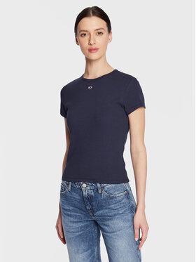 Tommy Jeans Tommy Jeans T-Shirt Essential DW0DW14876 Granatowy Slim Fit