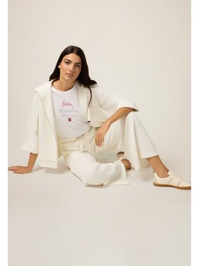 Oltre Oltre Spodnie materiałowe P826J002380N011 Biały Baggy Fit