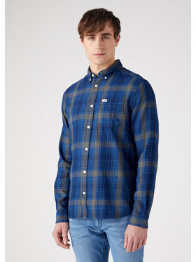 Wrangler Wrangler Koszula 1 PKT BUTTON DOWN Niebieski Regular Fit