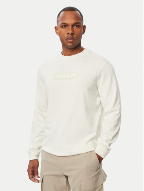Napapijri Napapijri Тениска с дълъг ръкав S-Box Logo NP0A8BC5 Кремав Regular Fit