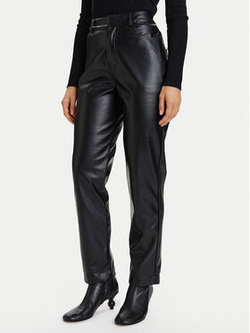 French Connection French Connection Pantaloni din imitație de piele 74ZBO Negru Regular Fit