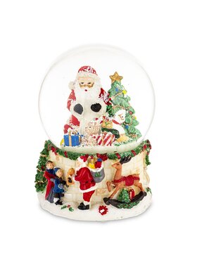 MIAhome MIAhome Figurka Kula śnieżna z Mikołajem i choinką z pozytywką Kolorowy