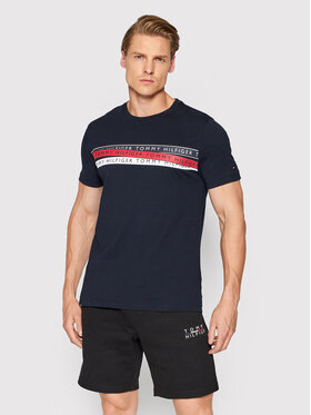 Tommy Hilfiger Tommy Hilfiger T-Shirt Corp Chest Taping MW0MW24549 Granatowy Regular Fit