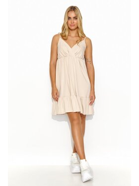 Makadamia Makadamia Sukienka letnia M818 Beżowy Comfortable Fit