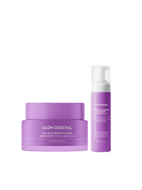 Glow Cocktail Glow Cocktail Nawilżający krem kolagenowy Restore & Renew 50 ml + Serum kolagenowe Restore & Hydrate 30 ml Zestaw do pielęgnacji skóry