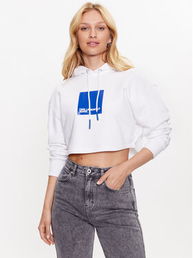 KARL LAGERFELD KARL LAGERFELD Džemperis ar kapuci 231J1802 Balts Cropped Fit