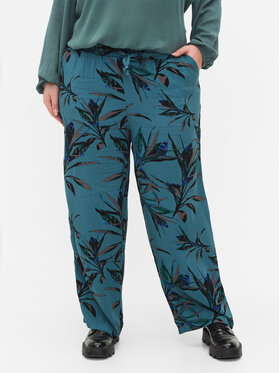 Zizzi Zizzi Текстилни панталони V00040K Зелен Loose Fit