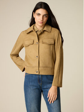 Oltre Oltre Giacca in similpelle R303R002452N005 Crema Regular Fit