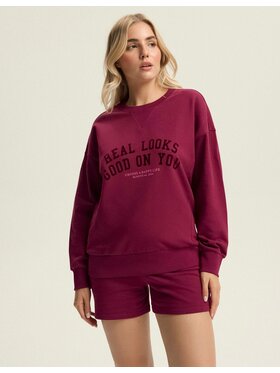 Esotiq Esotiq Bluza 43787 Bordowy Baggy Fit