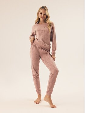 Esotiq Esotiq Piżama 42406 Różowy Regular Fit