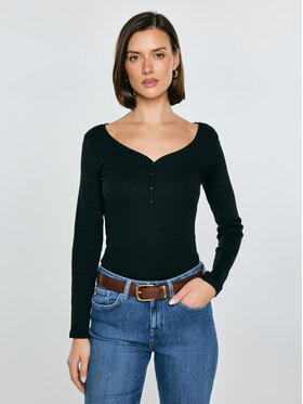 BIG STAR BIG STAR Longsleeve NATHALIE Czarny Slim Fit