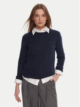 Tommy Hilfiger Tommy Hilfiger Sweter WW0WW40264 Granatowy Regular Fit