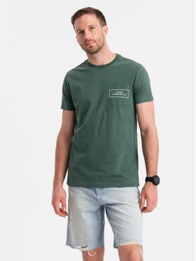 Ombre Ombre T-Shirt OM-TSCT-0108 Zielony Regular Fit