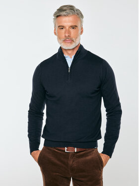 BIG STAR BIG STAR Sweter MARTINES Granatowy Basic Fit