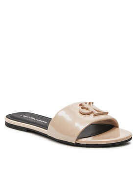 Calvin Klein Jeans Natikači Flat Sandal Slide Mg Met YW0YW01348 Bež