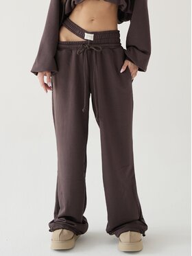 MissDenim MissDenim Spodnie dresowe Double Belt Sweatpants Brązowy Oversize