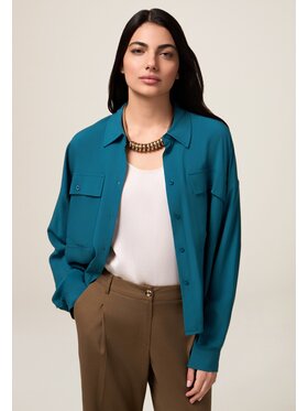 Oltre Oltre Koszula 5210J000772N024 Turkusowy Baggy Fit