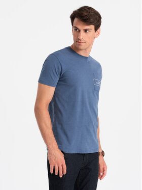 Ombre Ombre T-Shirt OM-TSCT-0108 Granatowy Regular Fit