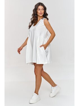 Makadamia Makadamia Sukienka letnia M875 Écru A-Line Fit