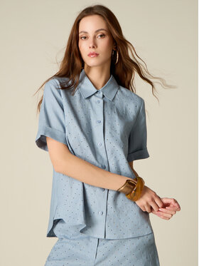 Oltre Oltre Koszula 5093R003173N004 Turkusowy Boxy Fit