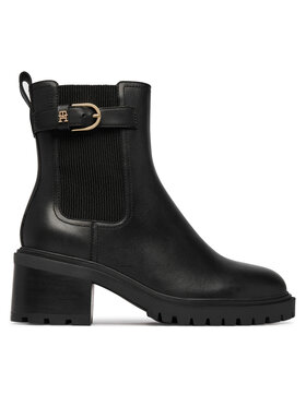 Tommy Hilfiger Tommy Hilfiger Botki Block Heel Buckled Chelsea Boot FW0FW09577 Czarny