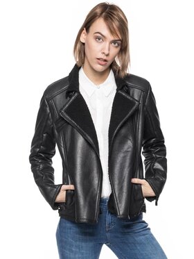 Tom Tailor Tom Tailor Kurtka damska BIKER JACKET Czarny Slim Fit