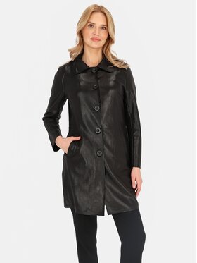 Perso Perso Płaszcz przejściowy BLE252675F Czarny Regular Fit