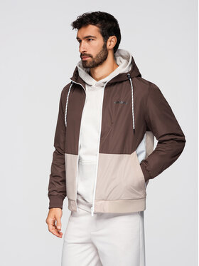 Ombre Ombre Wiatrówka OM-JANP-0242 Brązowy Regular Fit